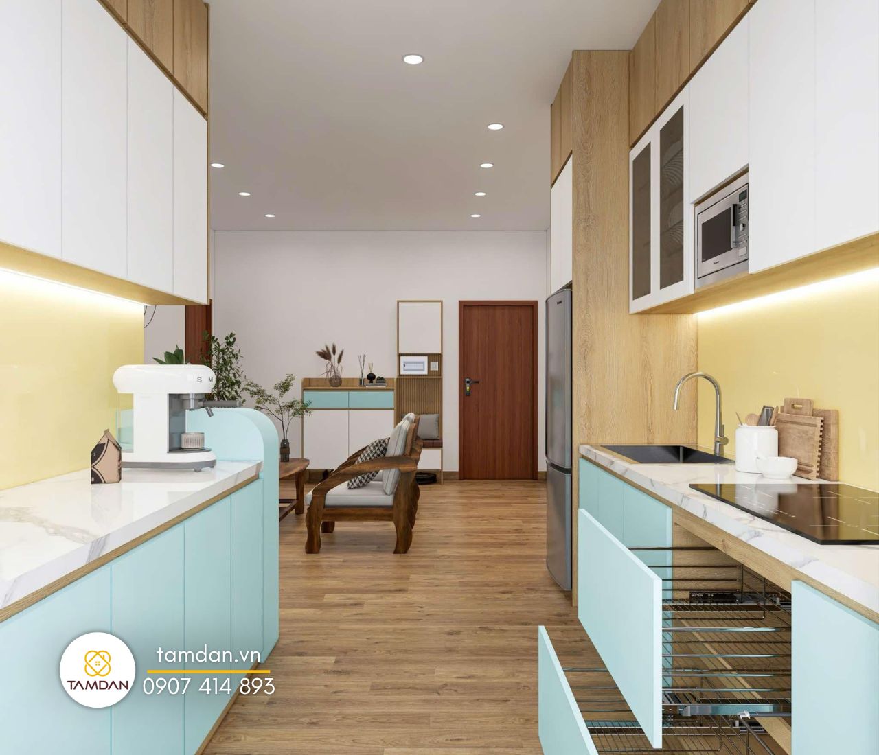 Thiết kế nội thất căn hộ đẹp - nhà bếp hiện đại