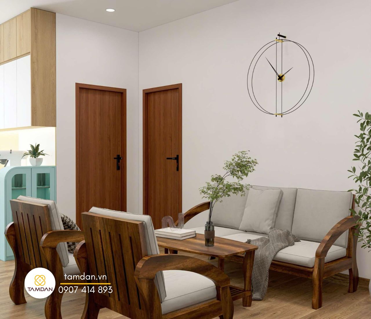 Thiết kế nội thất căn hộ đẹp - bộ bàn phòng khách cổ kính