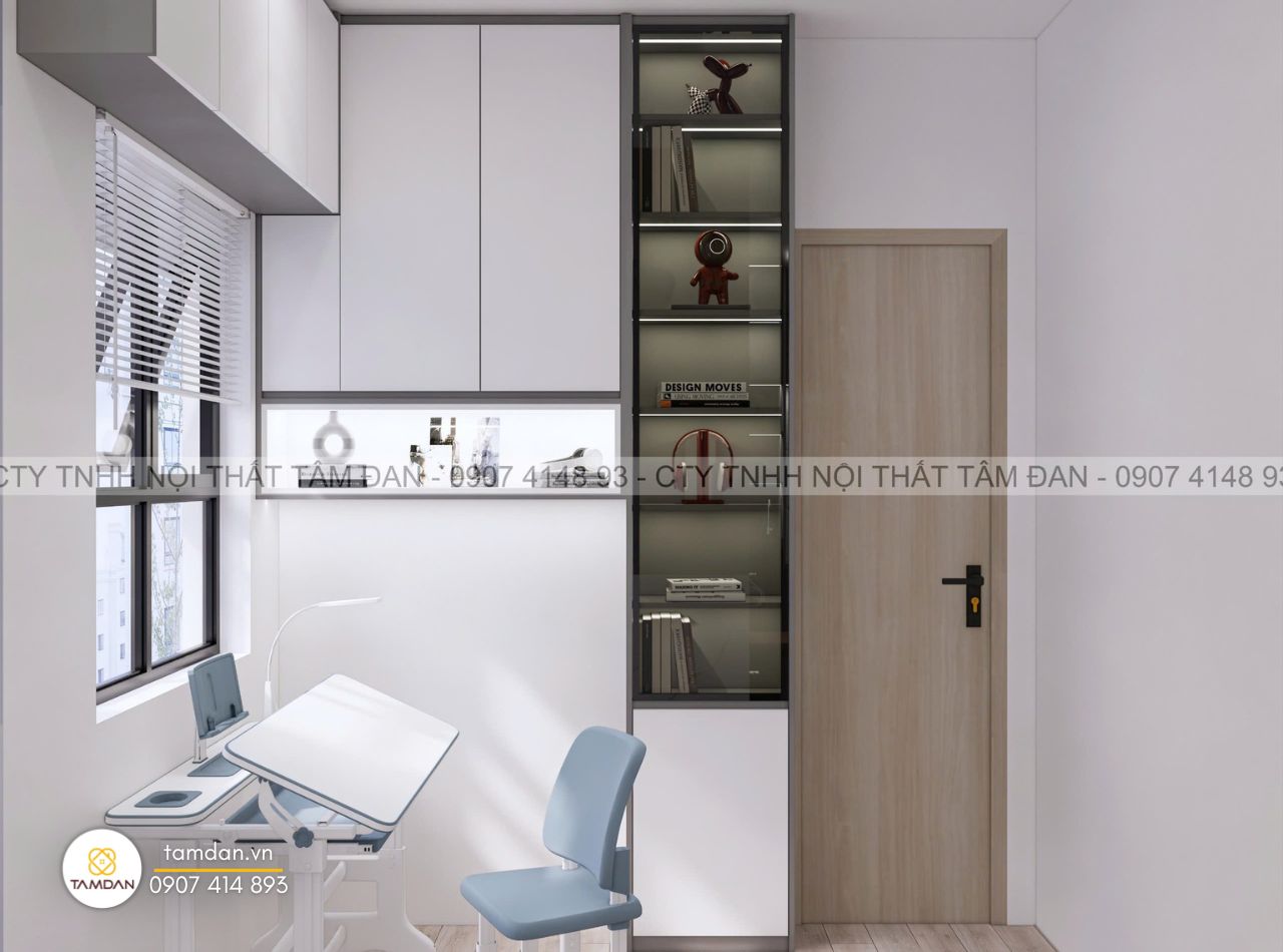 Thiết kế nội thất tại Quận 8 - bàn học và kệ sách